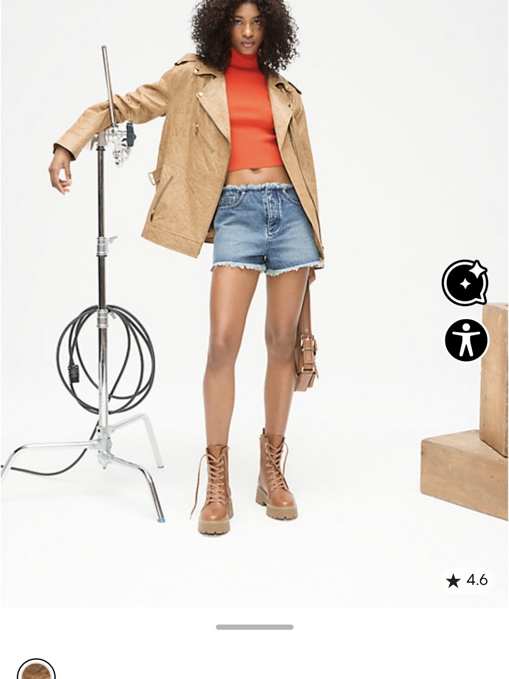 Michael Kors Tan Leather Moto Jacket